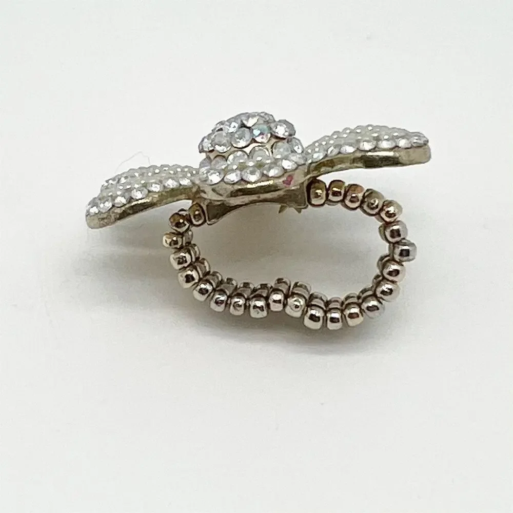 Lot of 3 Large Statement Elastic Cocktail Rings - Flower - Heart -Dangle Beads